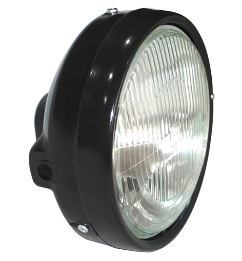 Farol Compatível CB 500 de 98 a 04 Aro e Carcaça Preto e Bloco de Metal e Lente de Vidro